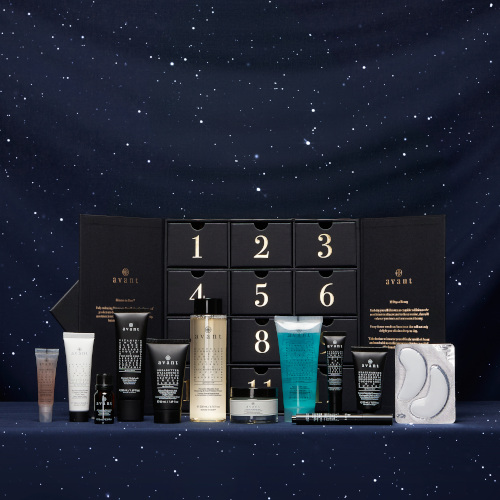 Advent calendar box on blue background