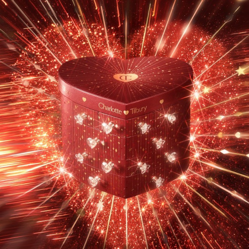 Red heart box on red background