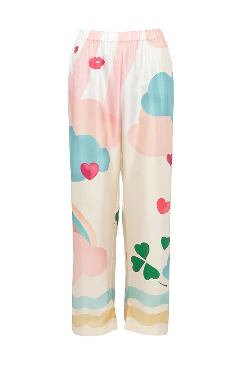Silky print trousers