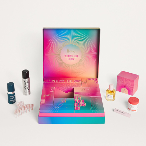Multi-coloured box with beauty products