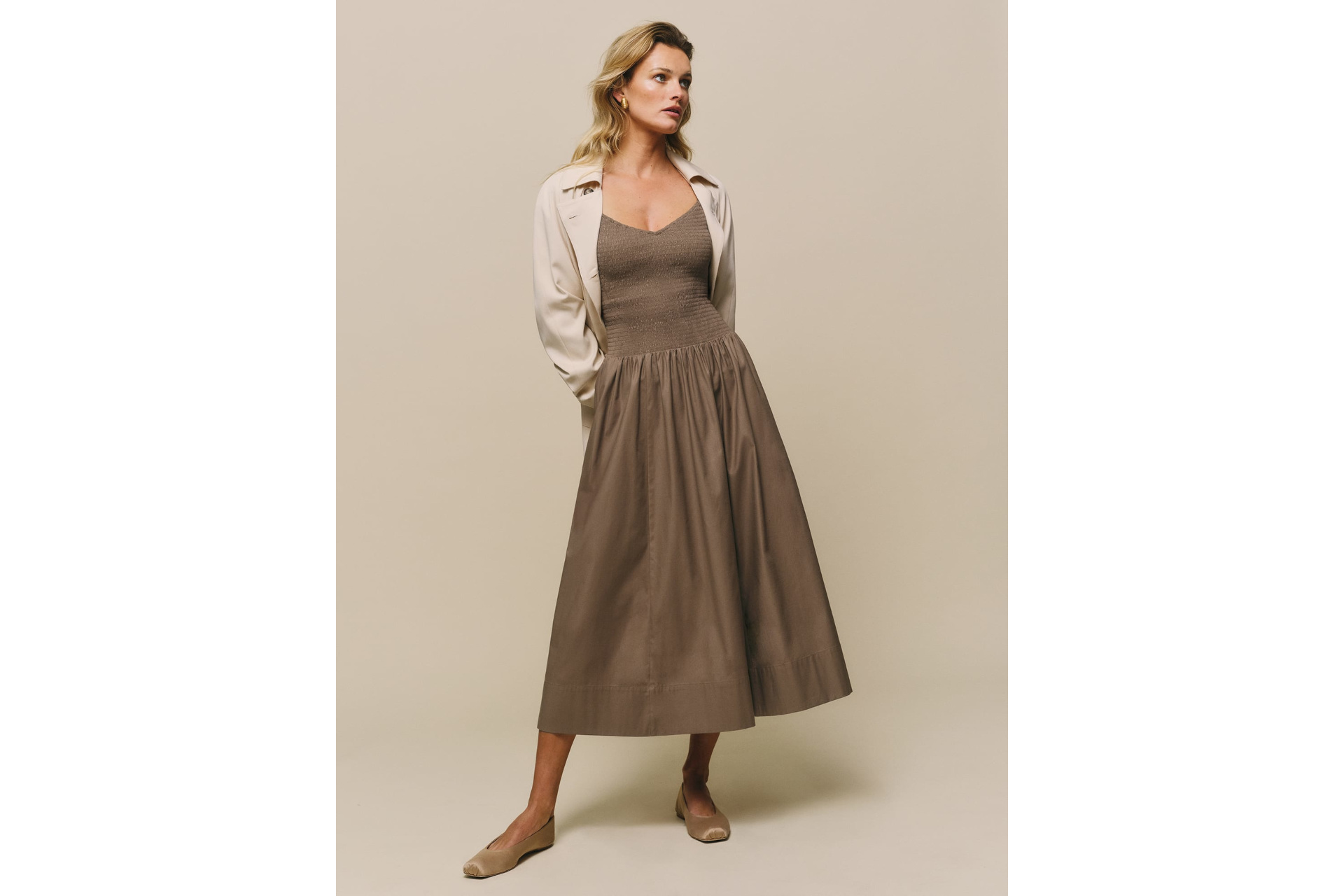 Woman in fit and flare sundress