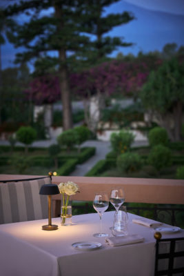 A table at Principe Cerami at dusk