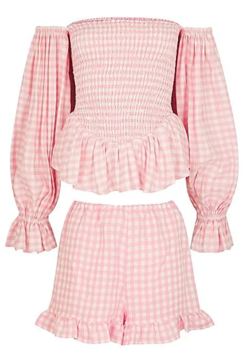 Pink gingham set