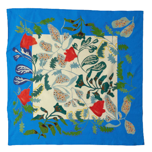 Blue patterned square scarf