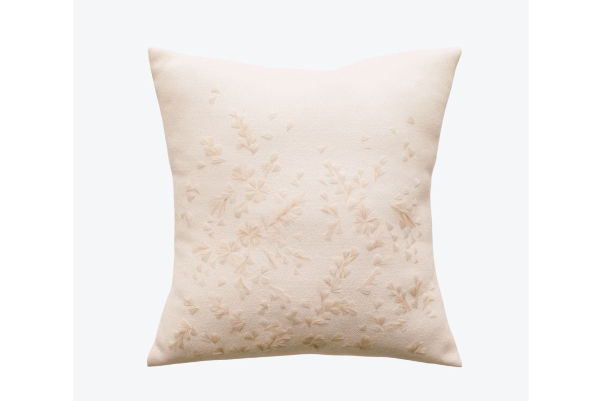 Cream feather cushion with lace detail
