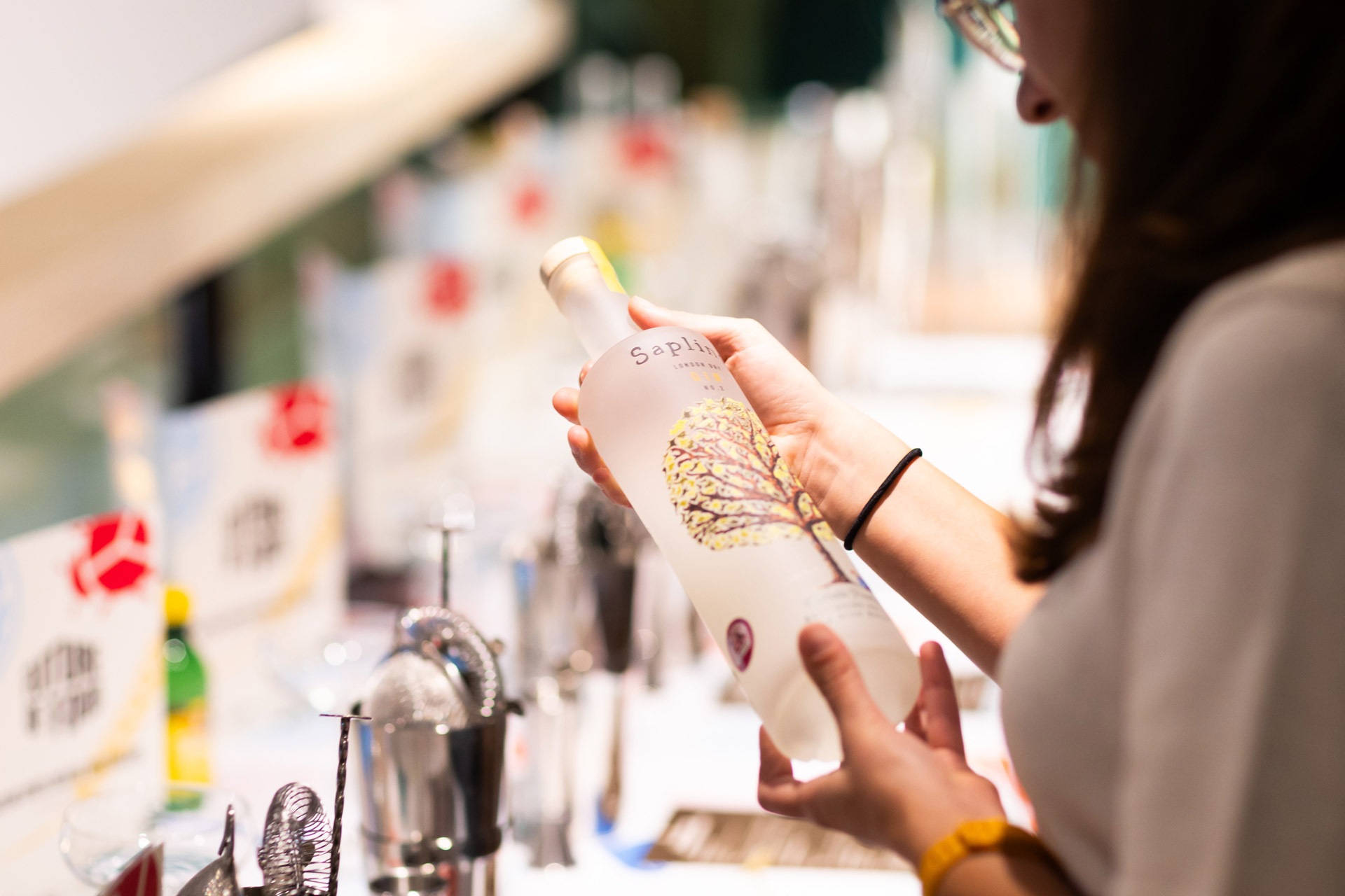 Person look at Sapling vodka