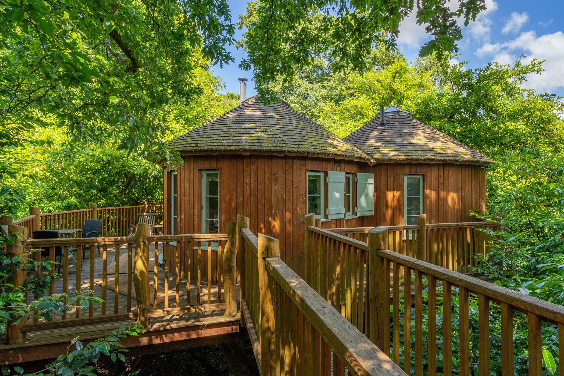 Wooden treehouse with verandah