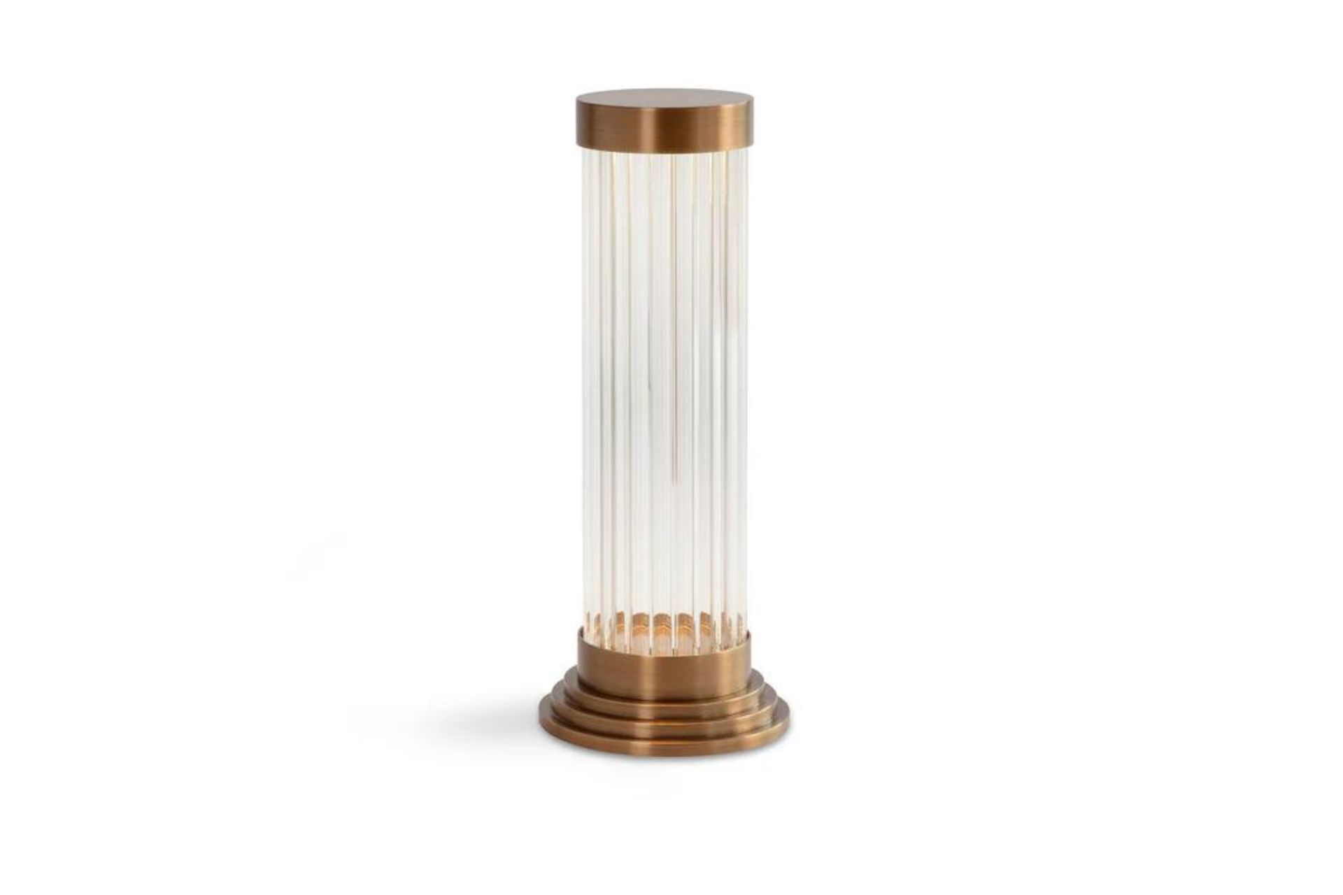 Gold table light with fluted glass column
