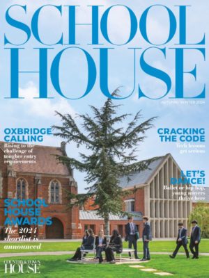 School House cover with students in school playground