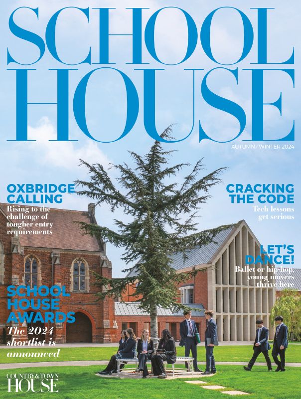 School House cover with students in school playground
