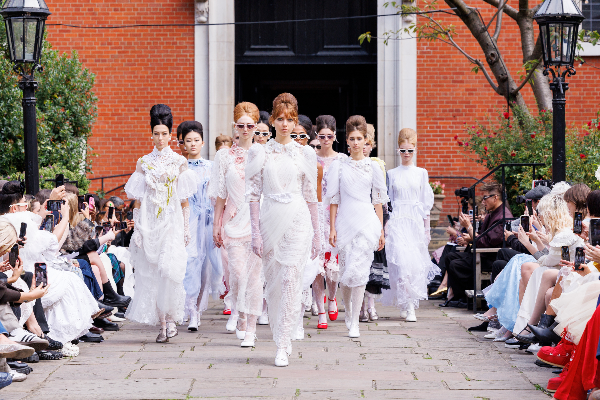 Group of women walking down path