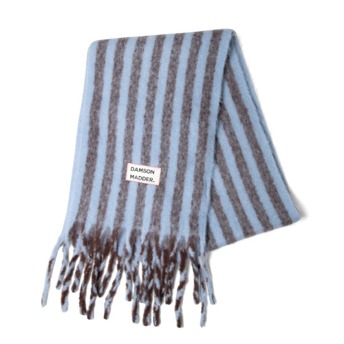 Blue and brown stripe scarf