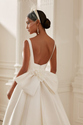 Woman in British designed wedding dress