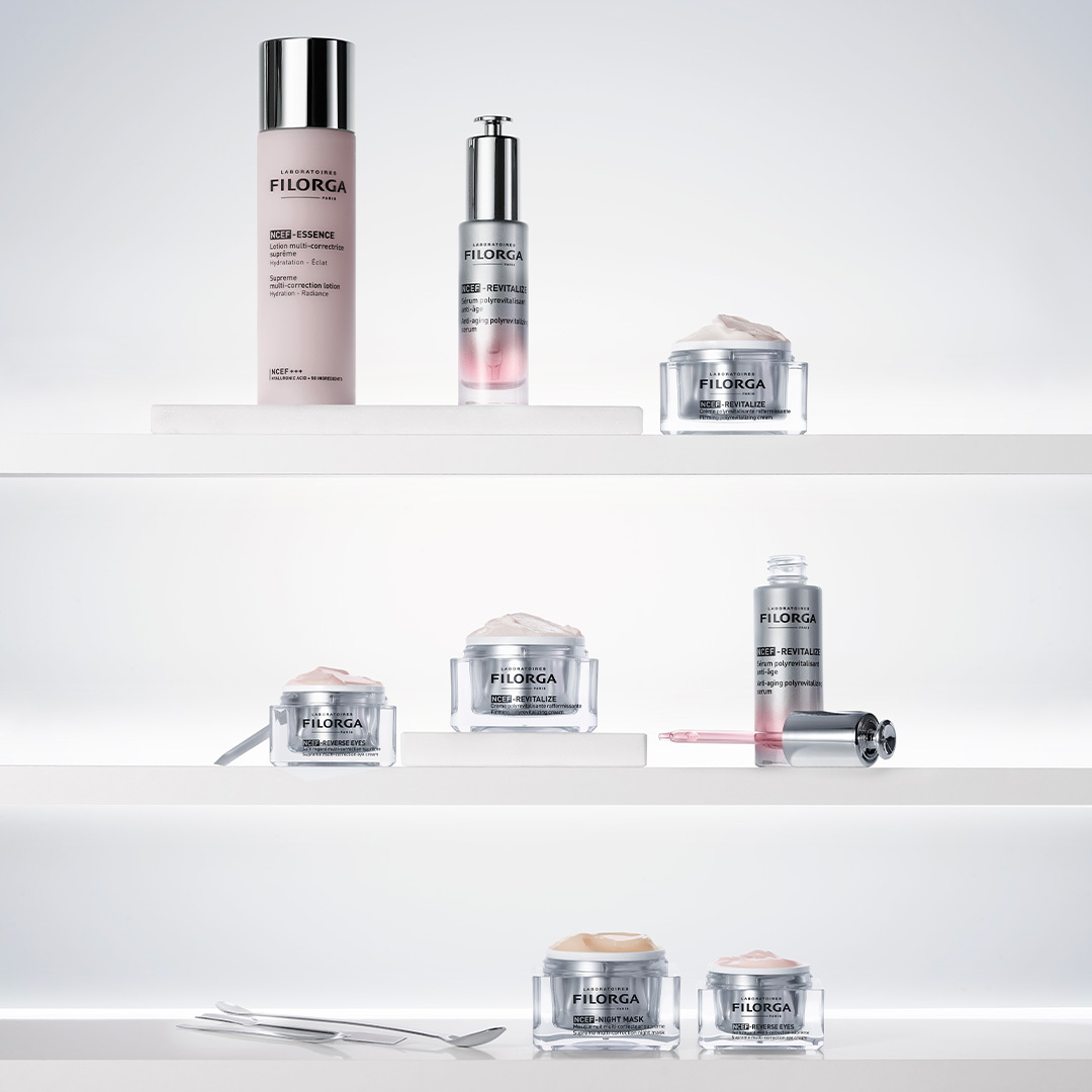 Skincare products on shelf