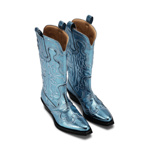 Blue metallic cowboy boots