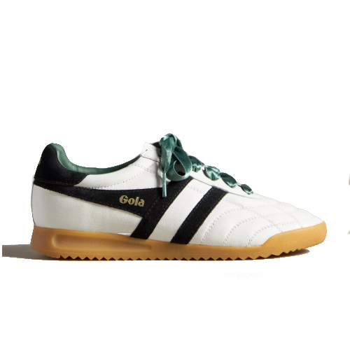 Green and white shoes with ribbons