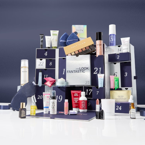 Blue present boxes with beauty products