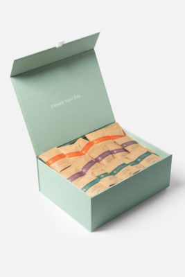 Green box filled with London Nootropics coffee sachets