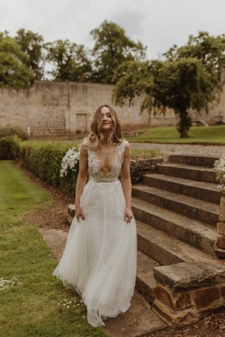 Woman in British wedding dress
