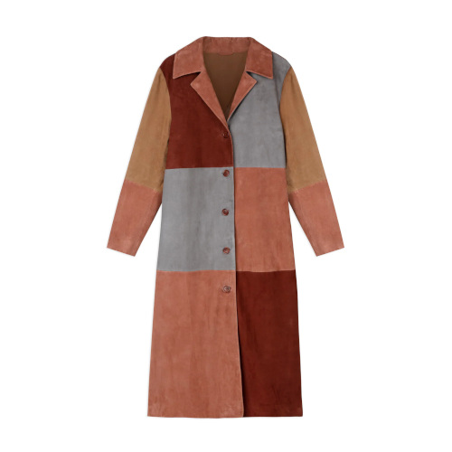 Panel suede coat