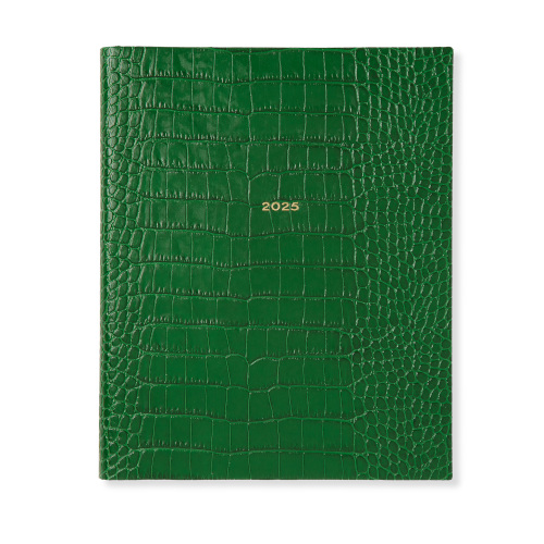 Green croc leather diary
