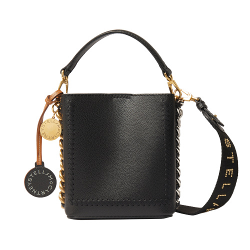 Black bucket bag