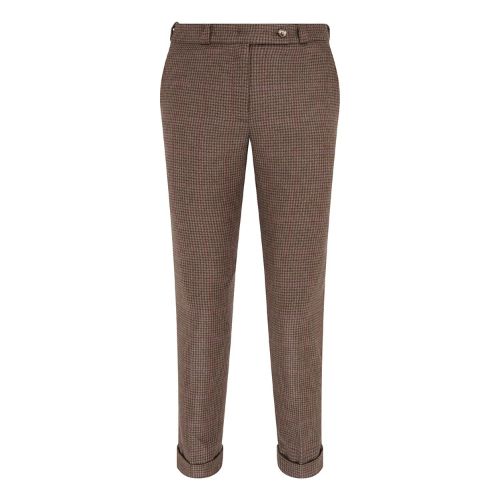 Tweed cigarette trousers with a gold button