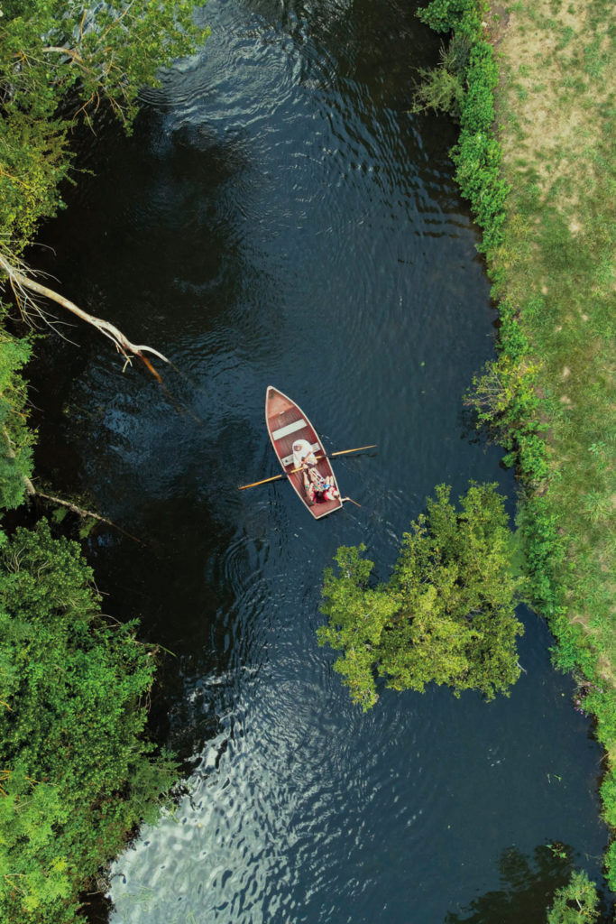 A rowing boat viewed from above