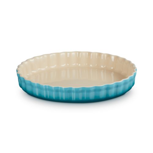 Blue fluted pie dish