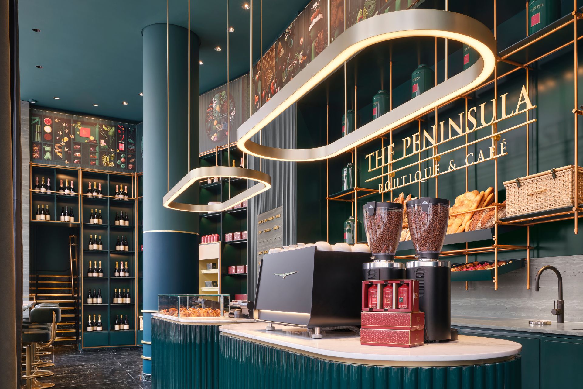 Peninsula Boutique and cafe with teal blue interiors