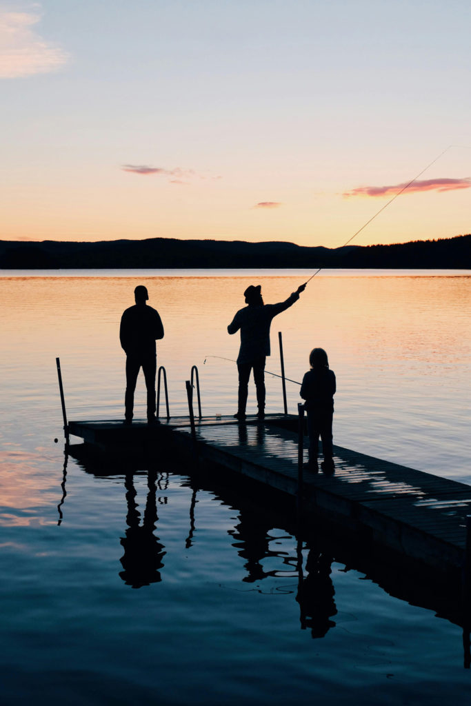 A family fishing on holiday