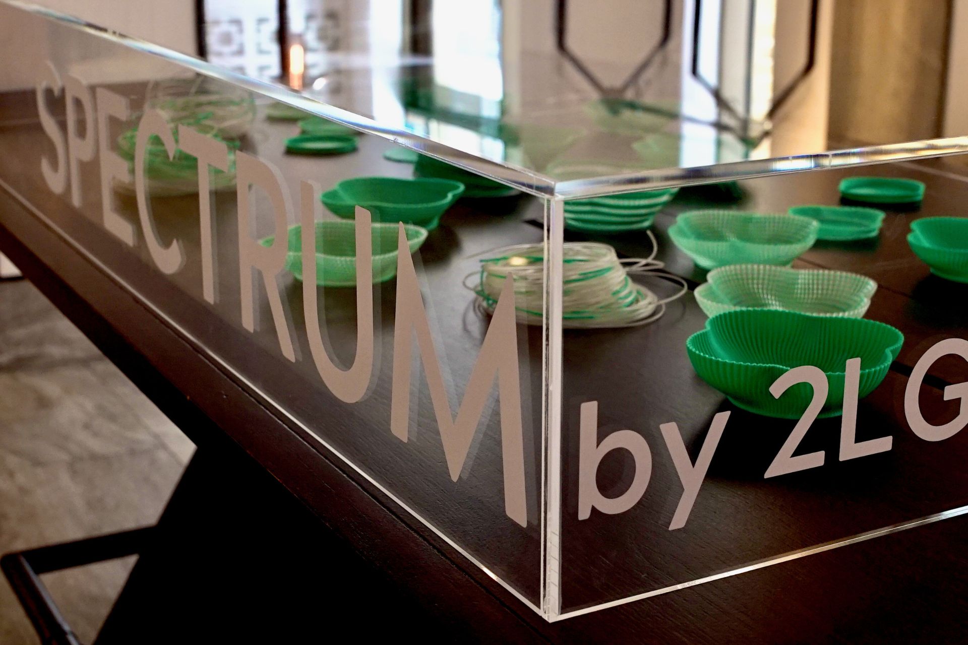 Immersive light installation in glass case