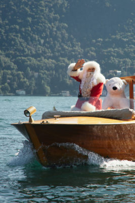 Santa on a boat on Lake Como