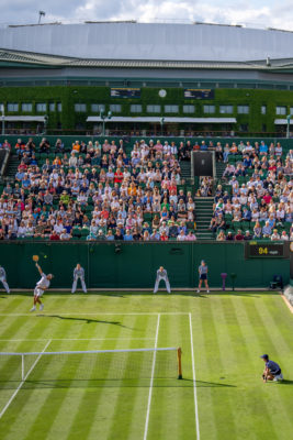 Stefanos Tsitsipas (GRE) playing against Dominic Thiem (AUT) at Wimbledon
