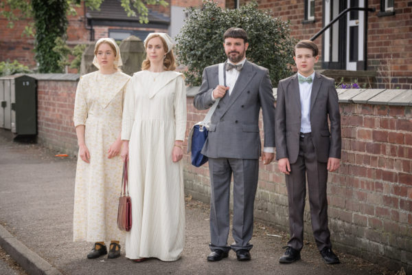 (L-R) Kate O'Flynn as FIONA, Amy James-Kelly as Rachel, Simon Bird as DAVID and Harry as AARON in Everyone Else Burns.