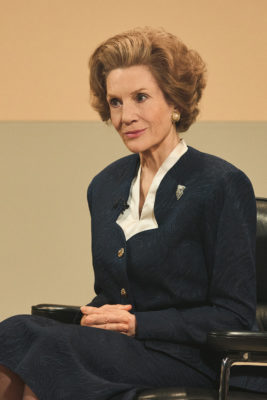 Harriet Walter as Margaret Thatcher in Brian and Margaret.