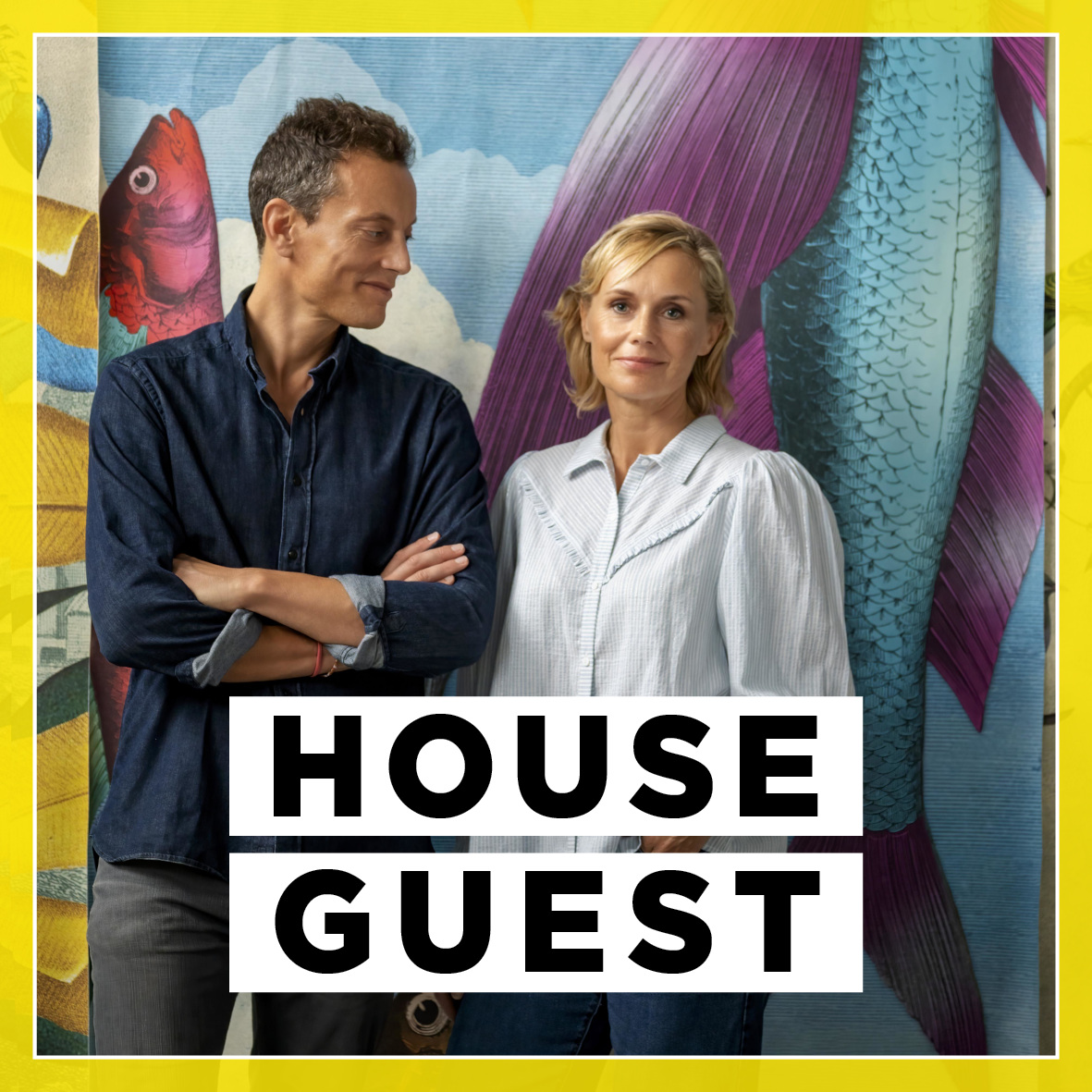 Adam and Amy Ellis on the cover of House Guest podcast