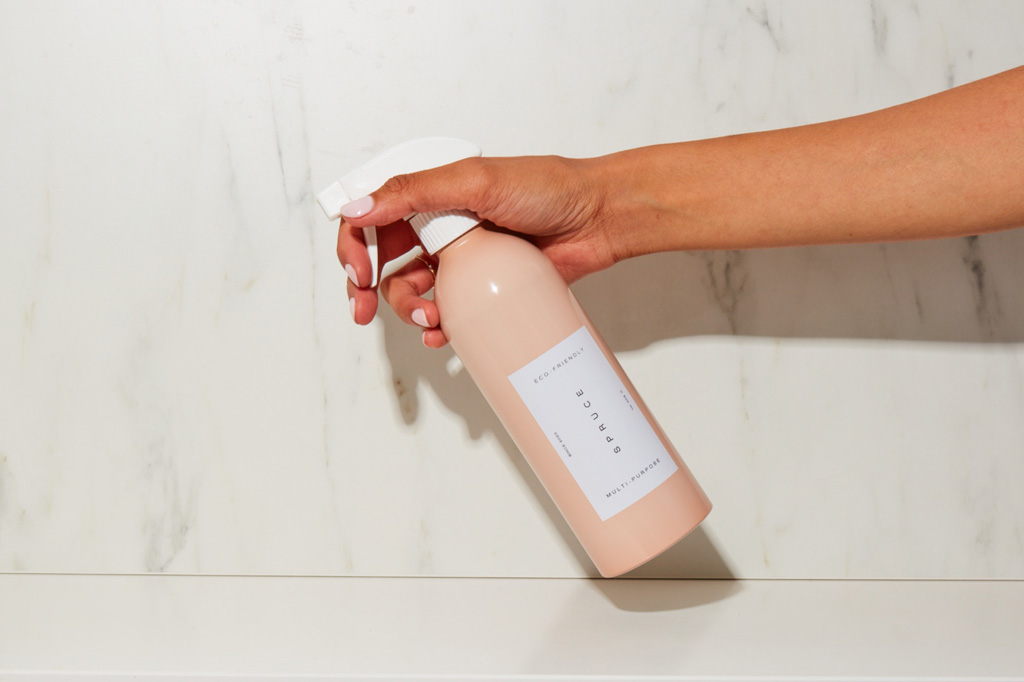 A cleaning spray bottle
