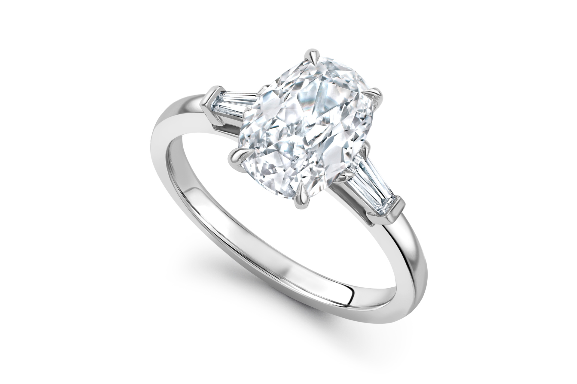Elongated cushion cut diamond ring