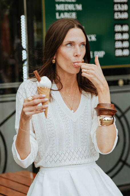 Woman eating ice cream