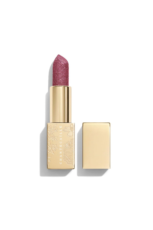 Glittery lipstick in gold case