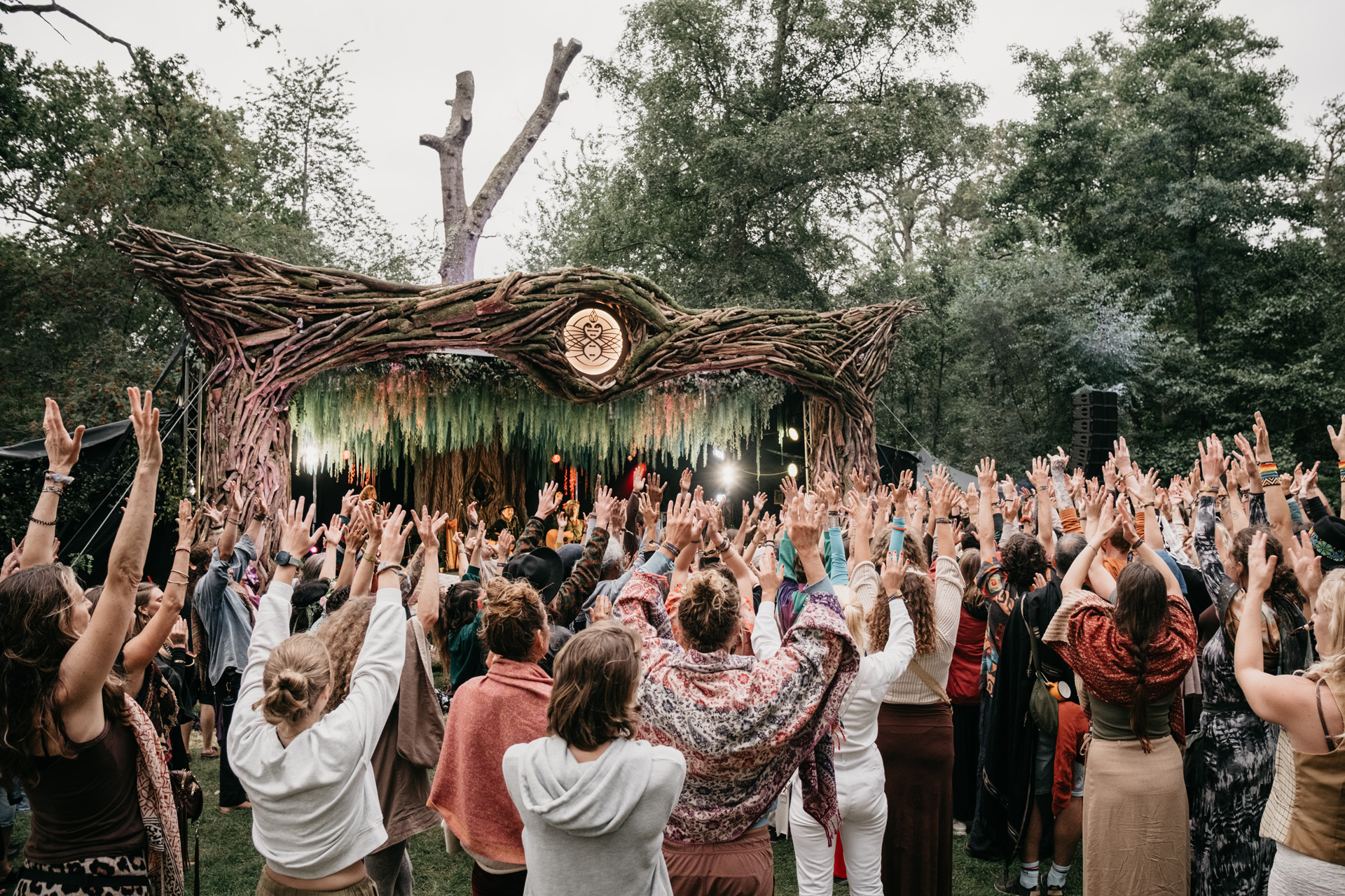 A crowd around the stage at the festival