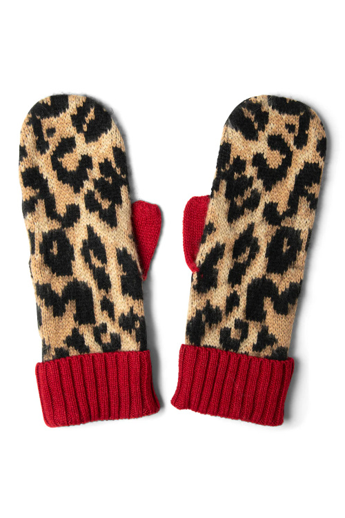 Leopard print mittens