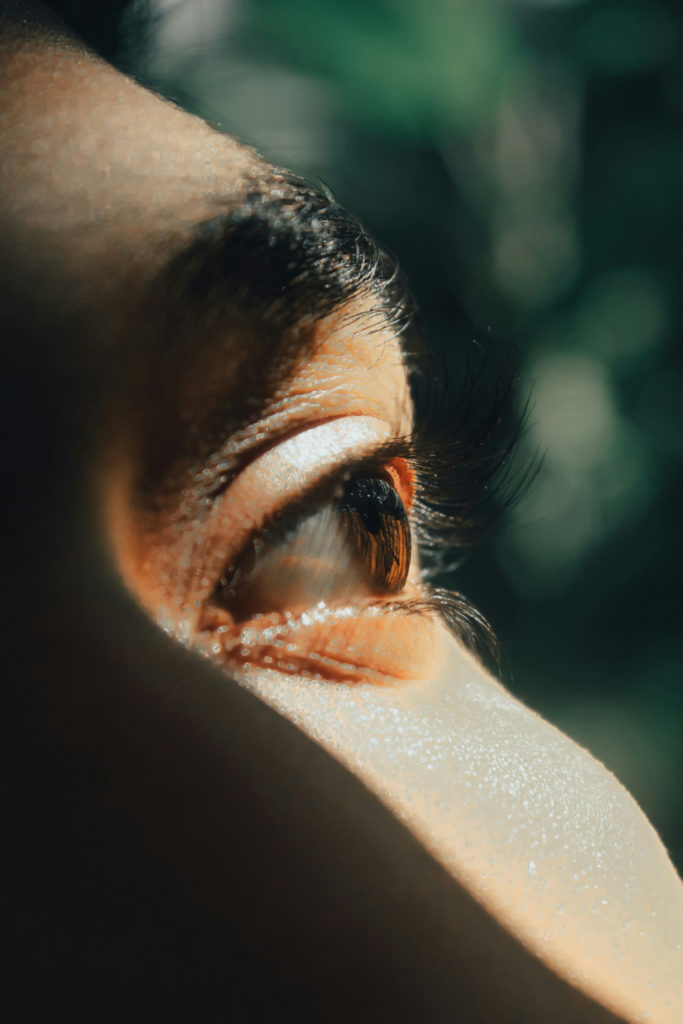 Close up of eye in sunlight