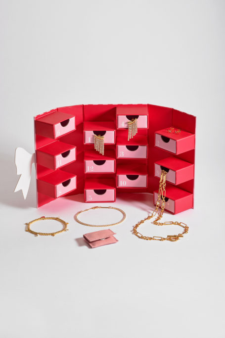 Red and pink jewellery advent calendar