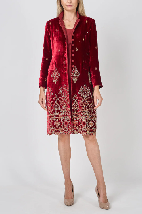 Woman in red coat