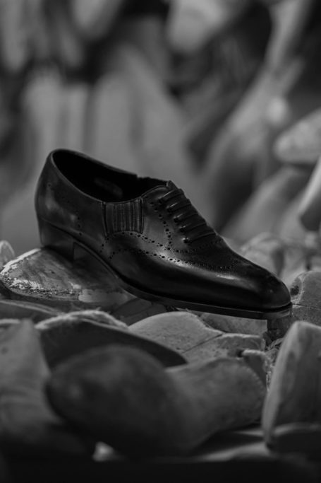 Black and white photo of shoe