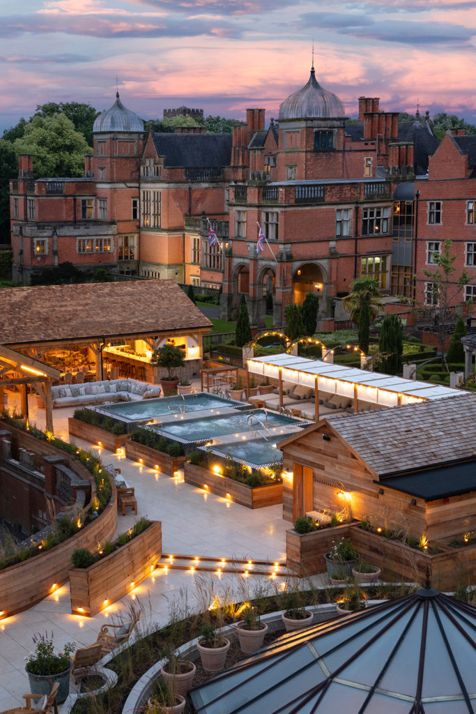 The newly-opened spa terrace at Hoar Cross Hall