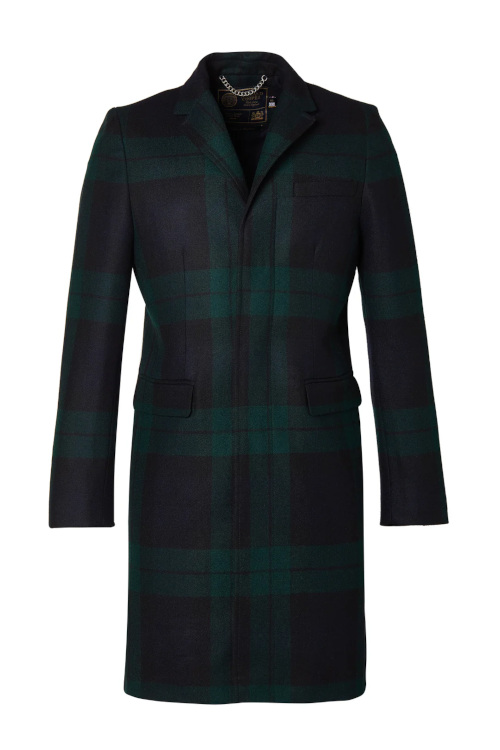 Black and green check coat
