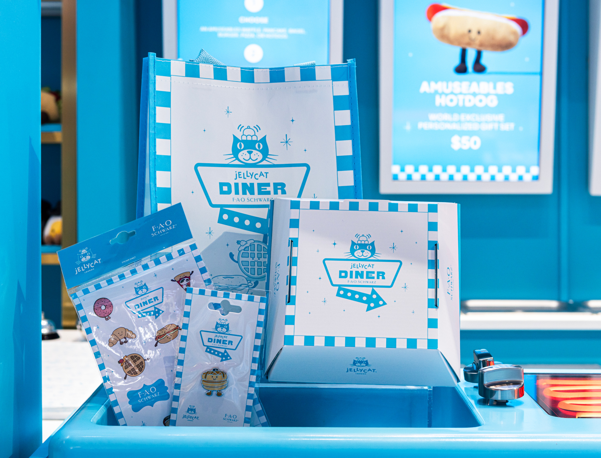 Jellycat Diner merchandise and packaging